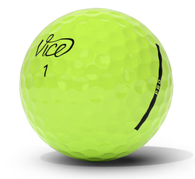 Vice Pro Neon Lime ball in swing pose highlighting precision feel for iron shots