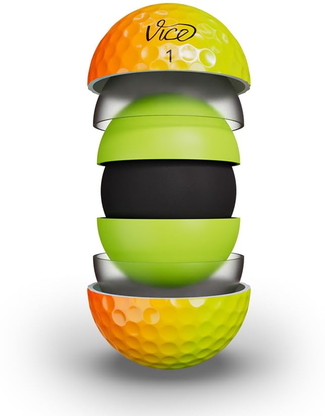 Vice Golf Pro Plus Shade Yellow Orange golf ball with eye-catching fade for improved control.