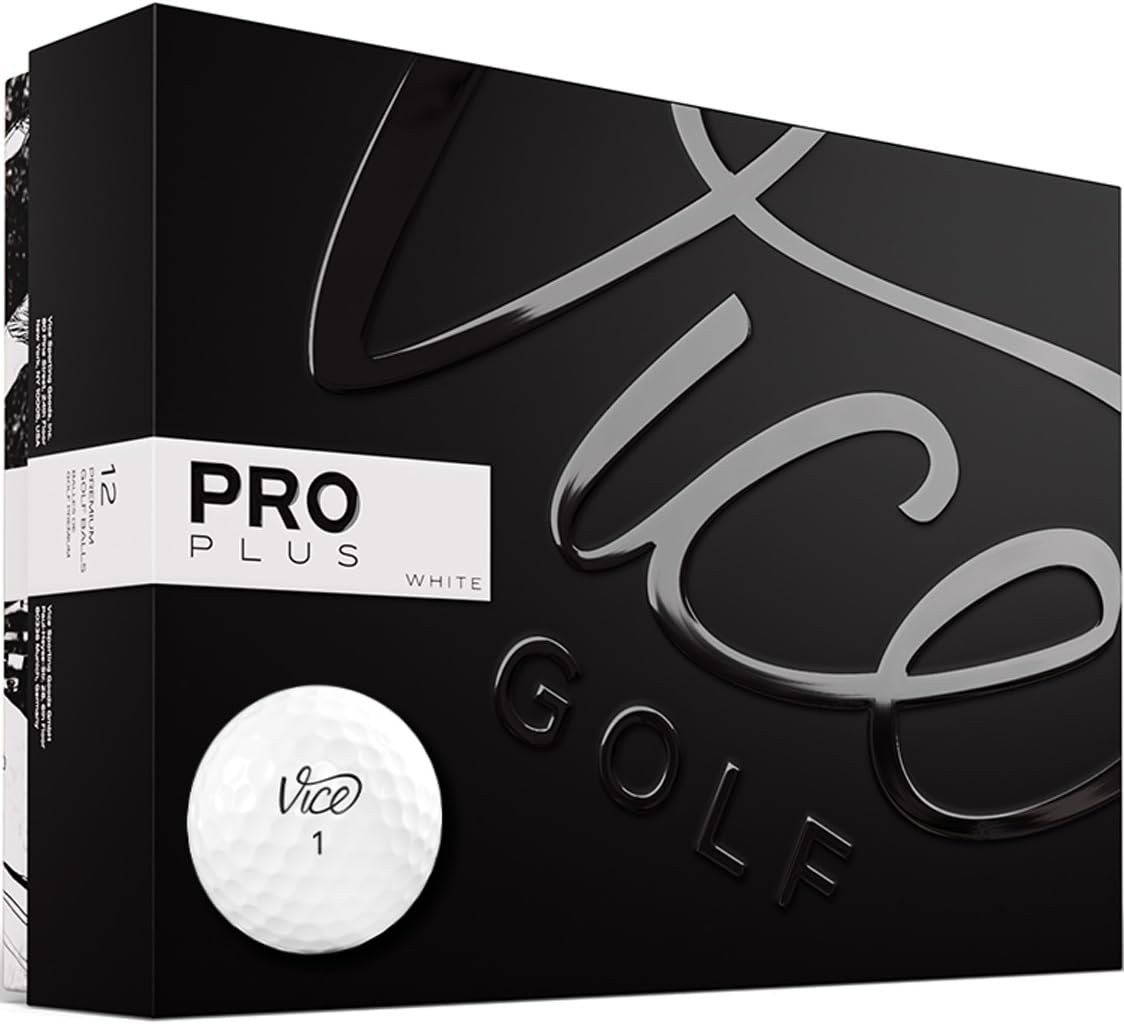 Vice Golf Pro Plus White Ball front view, potential for faster tee shots