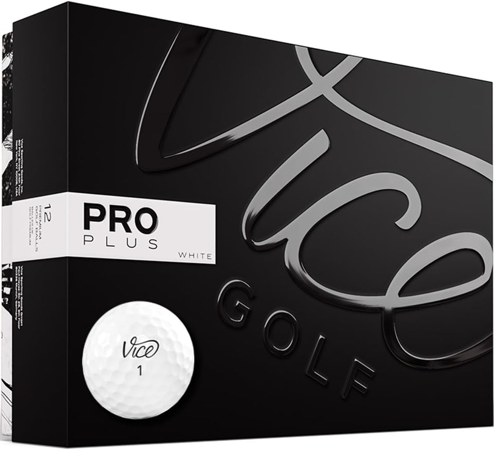 Vice Golf Pro Plus White Ball front view, potential for faster tee shots