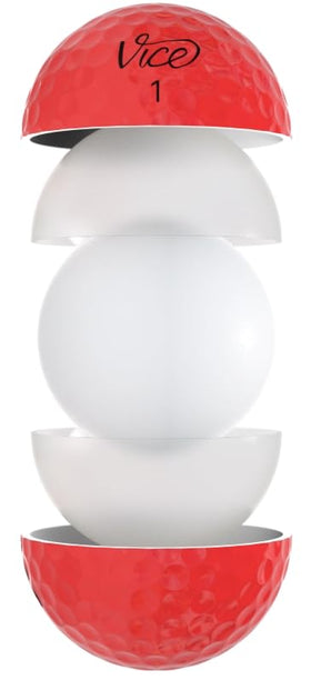 Vice Golf Pro Red ball spin control demonstrated during practice with enhanced feel.