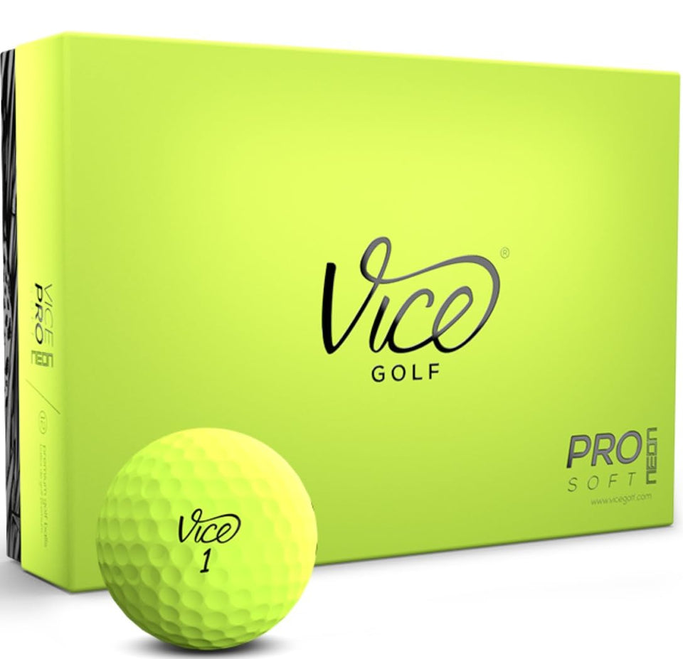 Vice Golf Pro Soft Lime ball close-up showing matte finish for glare reduction and easy spotting.