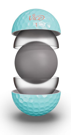Vice Golf Pro Soft Blue Light ball close-up highlighting soft feel and short game spin