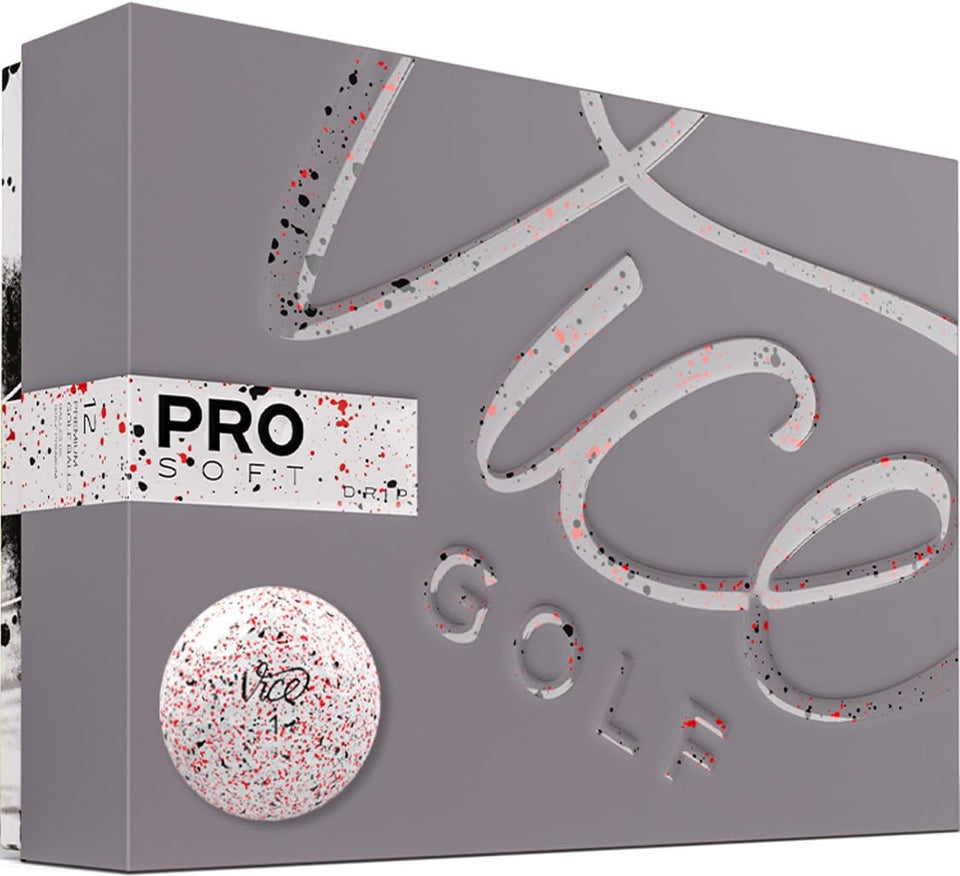 Vice Golf Pro Soft Drip Red ball close-up shows thin urethane cover for spin.