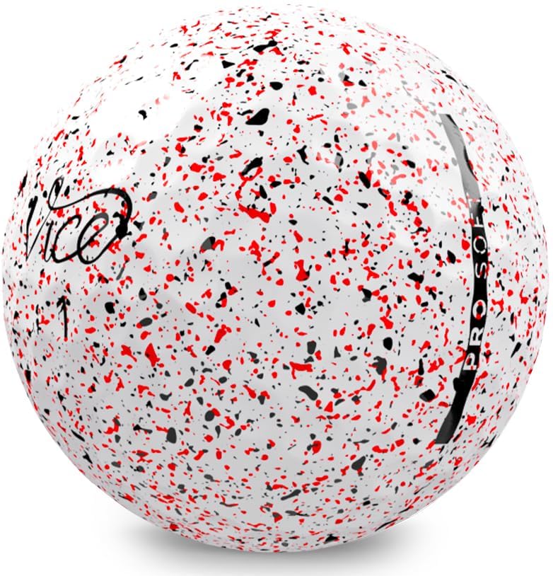Vice Golf Pro Soft Drip Red in motion illustrates consistent flight and control.