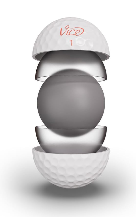 Vice Golf Pro Soft Living Coral ball close-up shows the urethane cover and spin potential