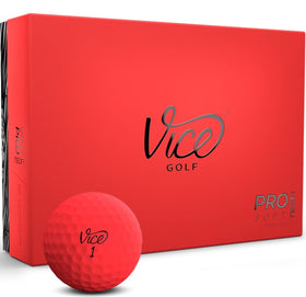 Vice Golf Pro Soft Neon Red ball with matte finish improves glare resistance and visibility.