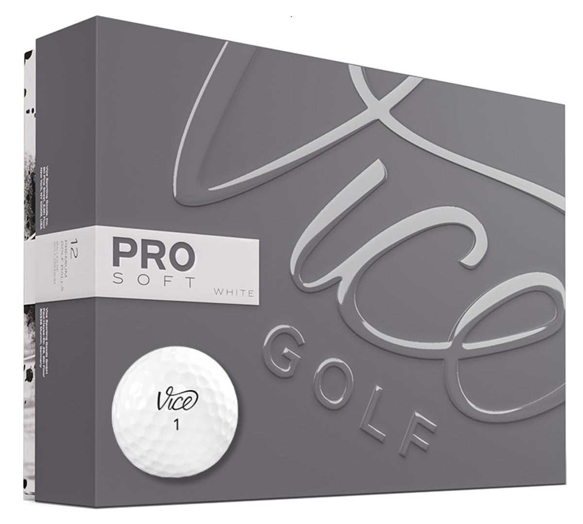 VICE Golf Pro Soft White ball with soft feel and high spin for precise short games