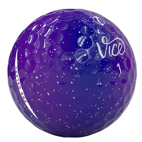 Vice Golf Vice Pro Galaxy ball with dimple pattern showing flatter trajectory.