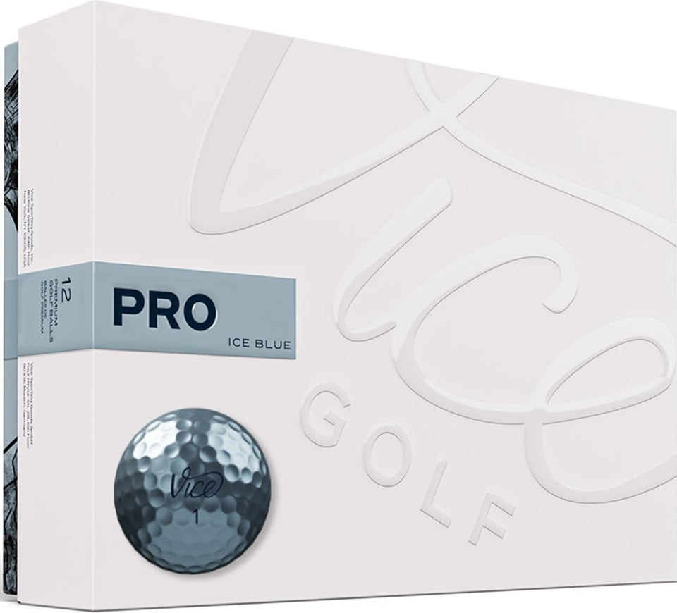 Vice Golf Vice Pro Ice Blue ball close-up showing metallic finish and visibility