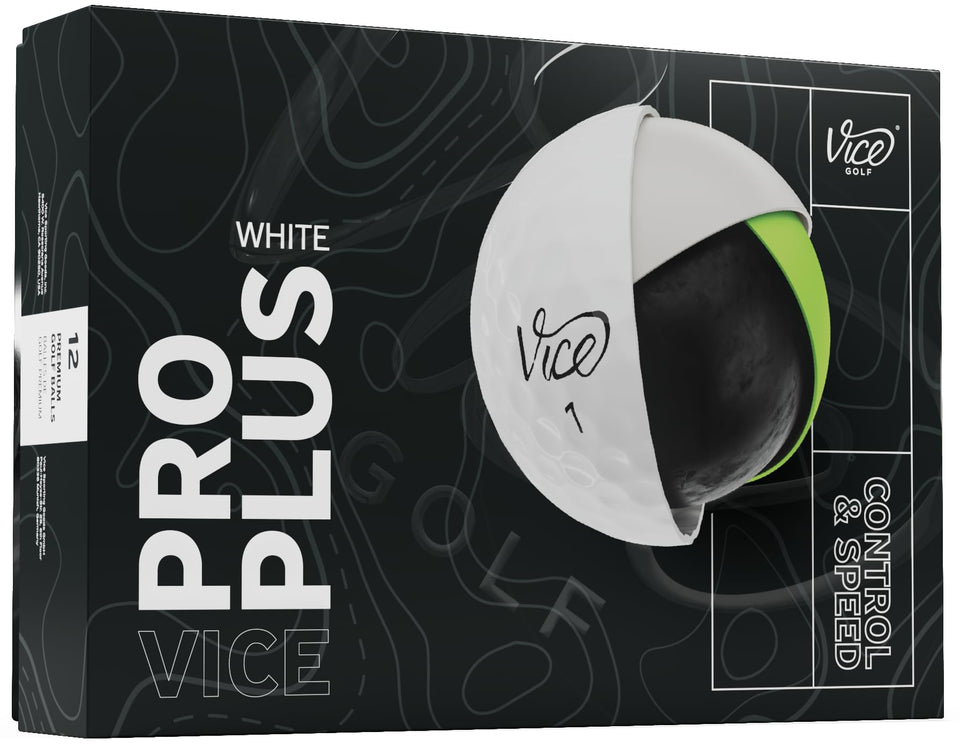 Vice Pro Plus front view ball with white finish for precise shots.