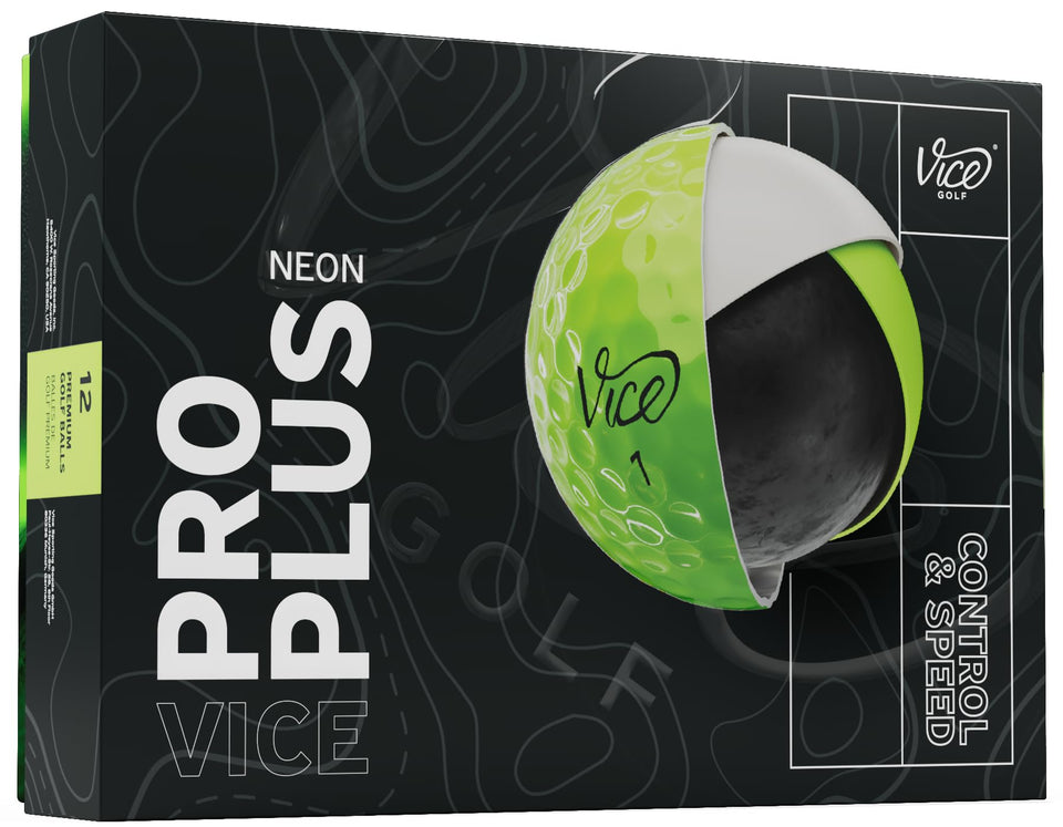 Vice Pro Plus Lime ball with green-side spin for precise approach shots