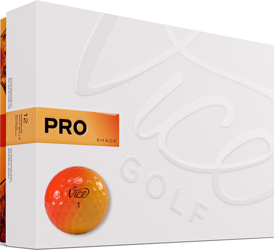 Vice Pro Shade golf ball with red-to-orange gradient for high visibility on the course