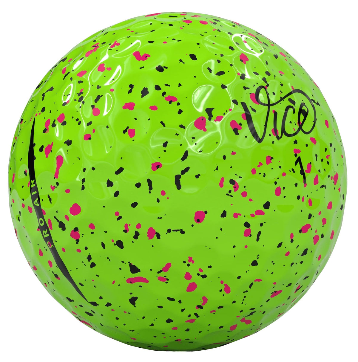 Vice Pro Air pack shot shows five-ball sleeve with lime pink drip branding
