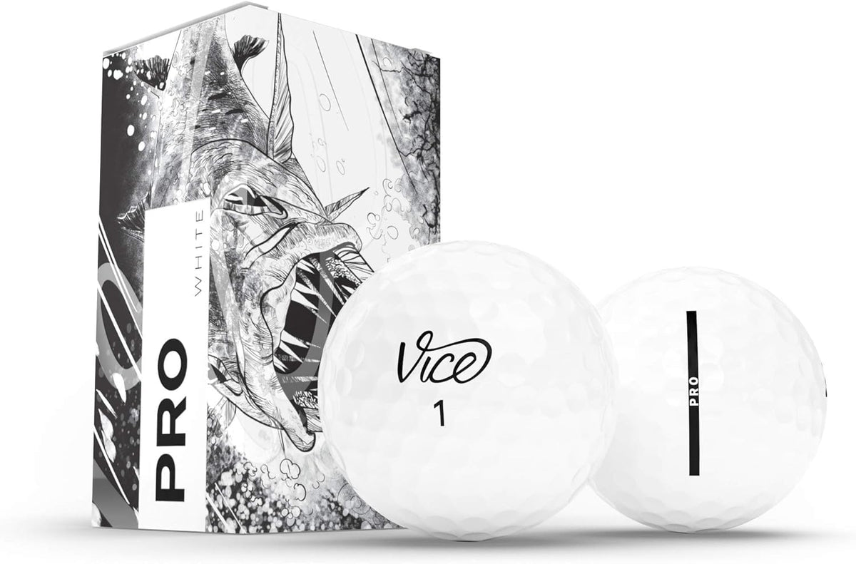 Vice Golf Pro ball in flight close-up showing balanced performance.