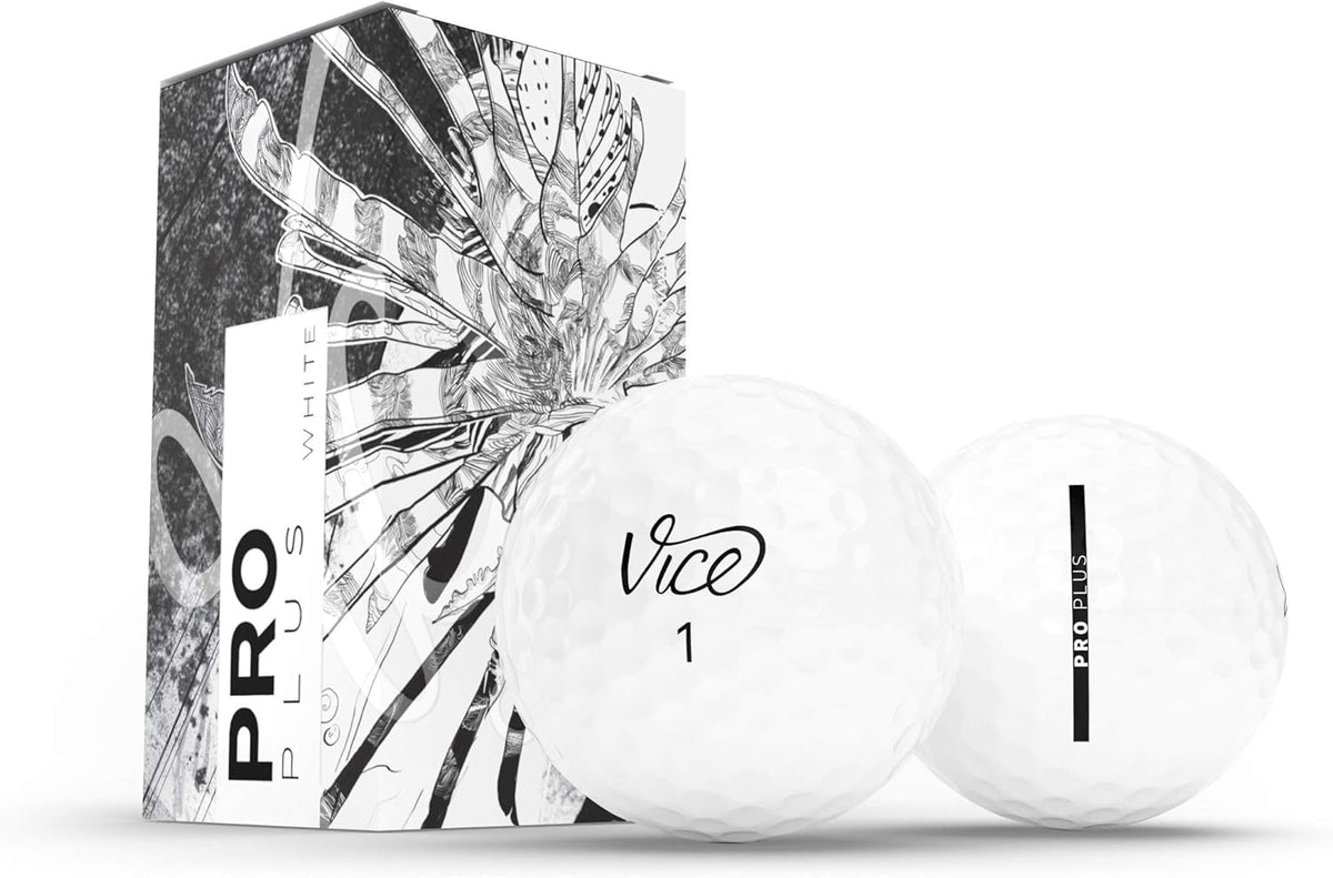 Vice Golf Pro Plus ball in hand illustrating distance potential and feel.