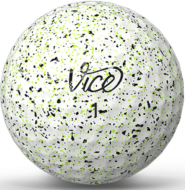 Vice Pro Plus Drip Version lime-black ball highlights design for versatile on-course visibility.