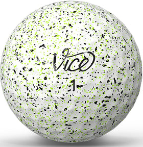 Vice Pro Plus Drip Version lime-black ball highlights design for versatile on-course visibility.