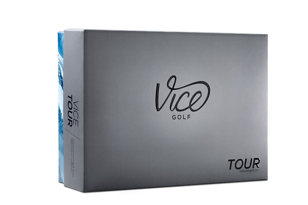Vice Tour white golf balls pack shot highlights budget-friendly performance and consistency.