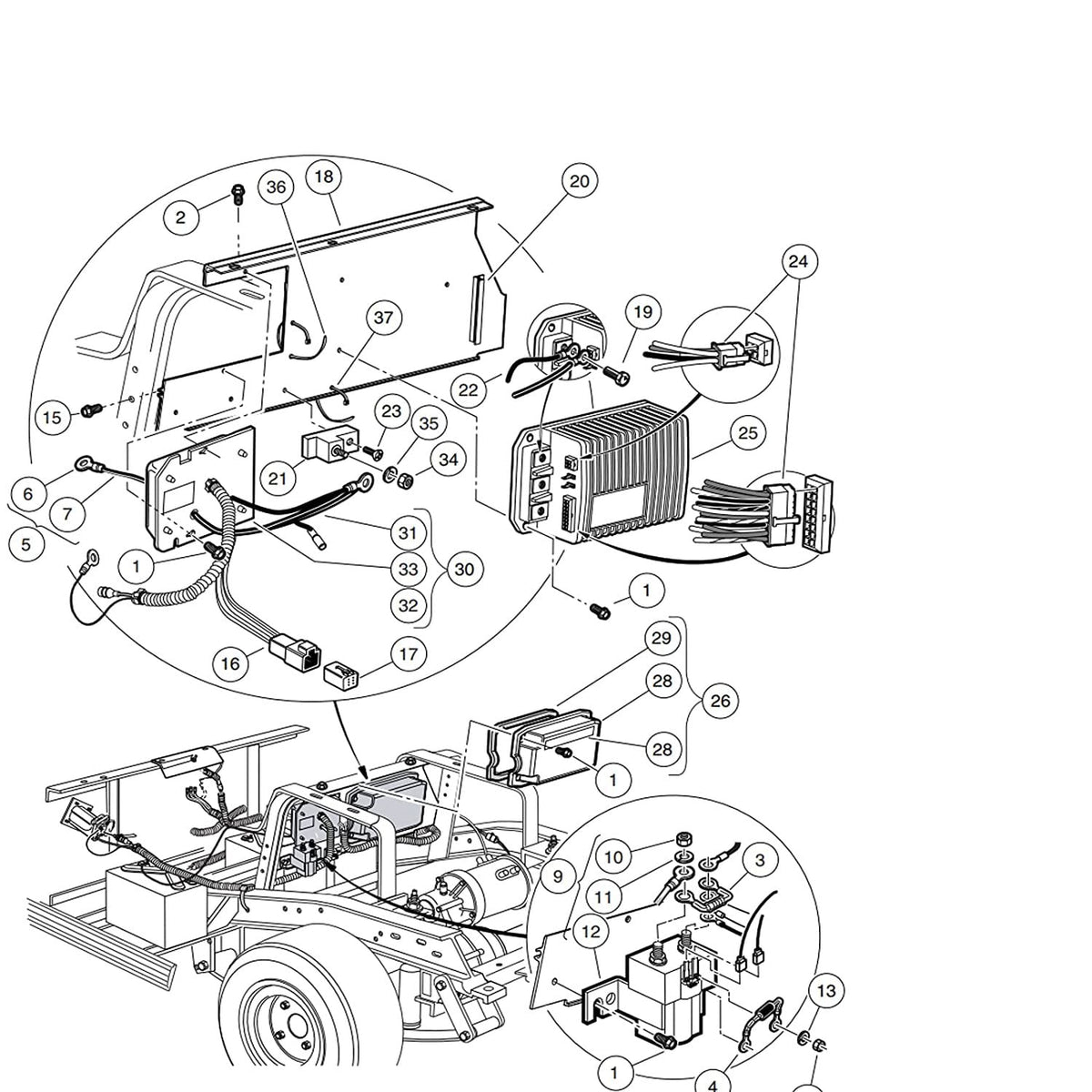 Viefow 48V Club Car DS solenoid housing designed for outdoor durability.