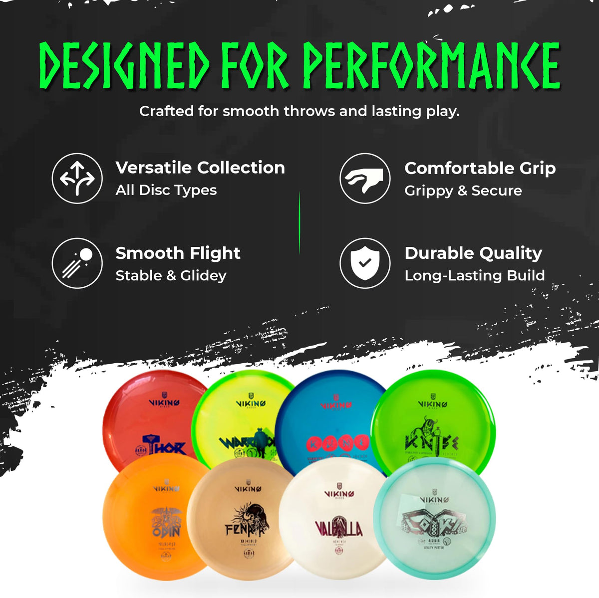 Viking Discs Competition Set disc closeup, armor plastic showcasing durability.