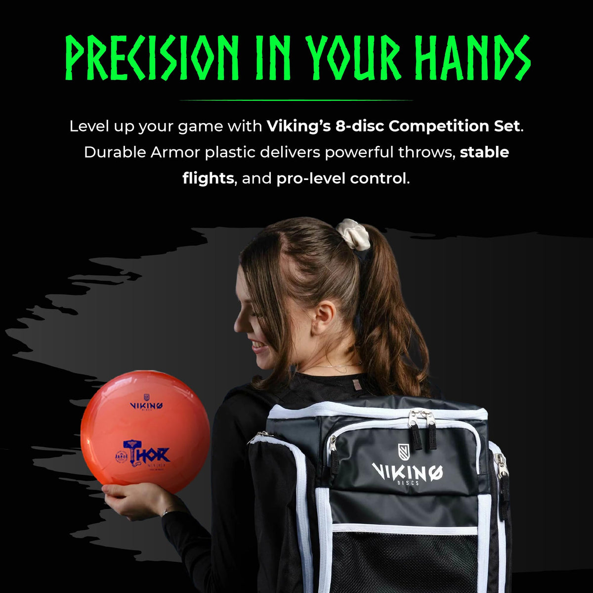 Viking Discs Competition Set two-year warranty label indicating reliable support.