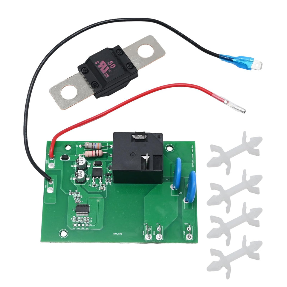 Vikksaer Powerwise charger board 36V close-up view shows EZGO compatibility for golf carts.