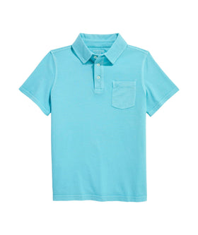Vineyard Vines surf polo front view shows garment-dyed softness for daily play