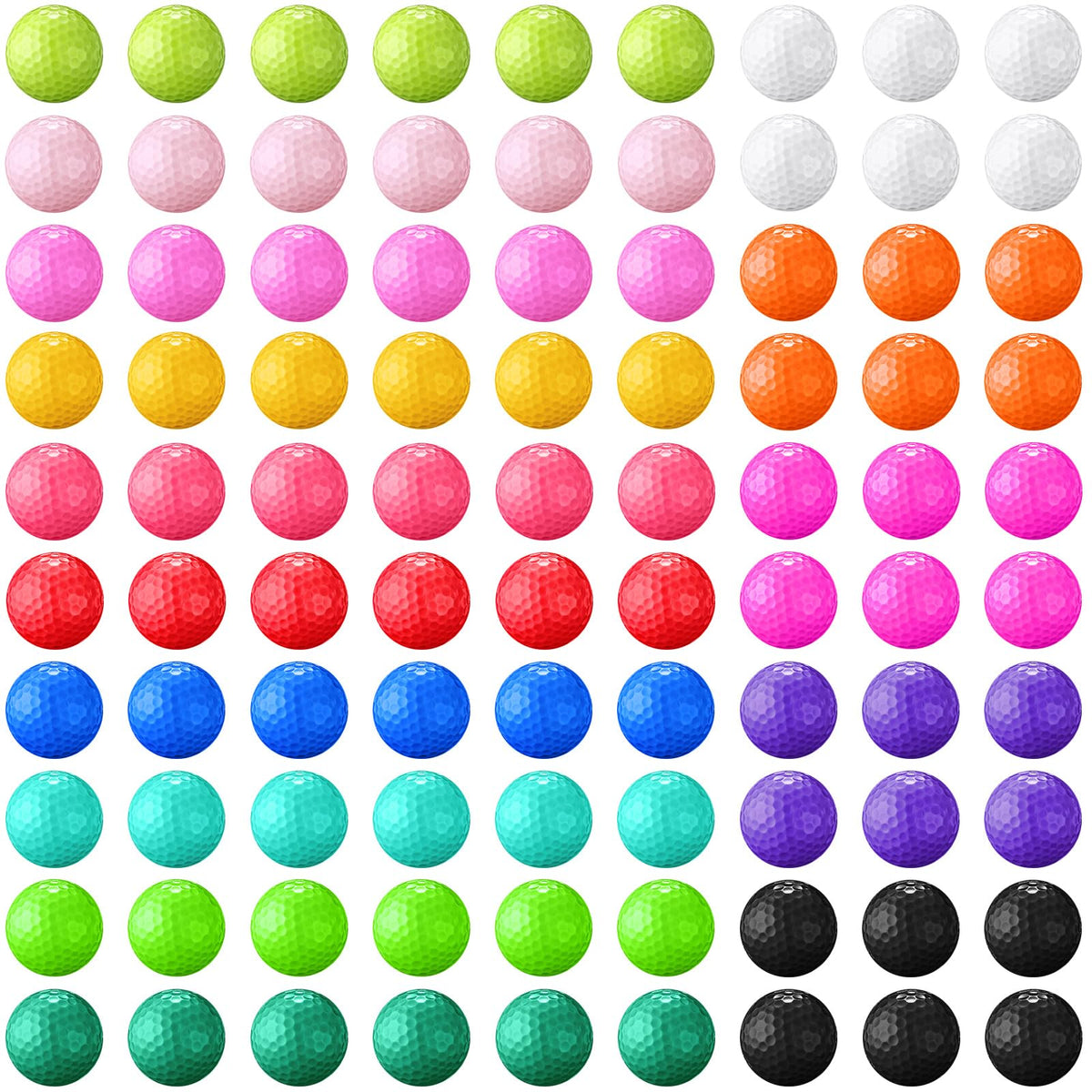 Vinsot 96-pcs golf balls in mixed colors for bulk training and practice