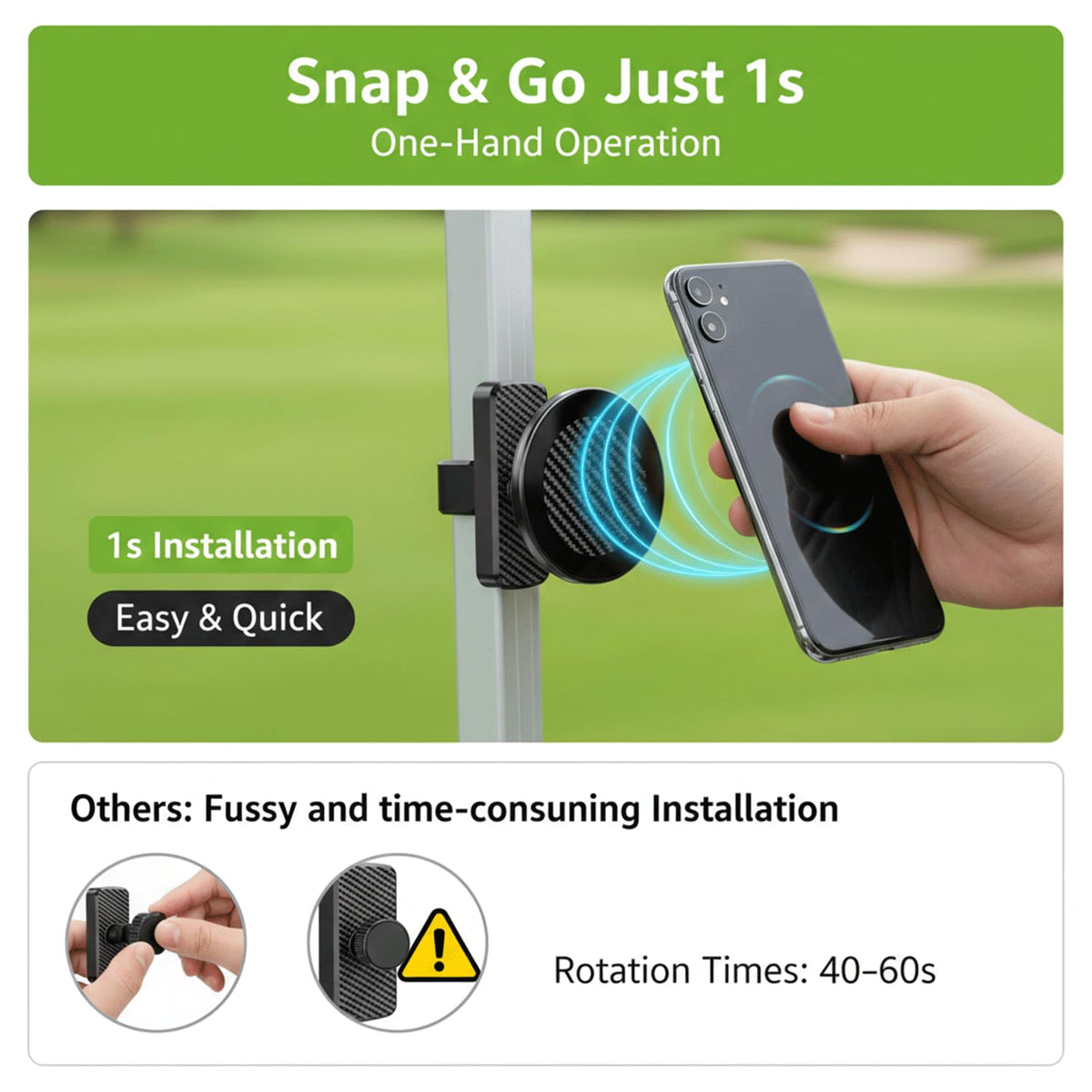 Vintly one-hand attachment allows quick access while wearing gloves.