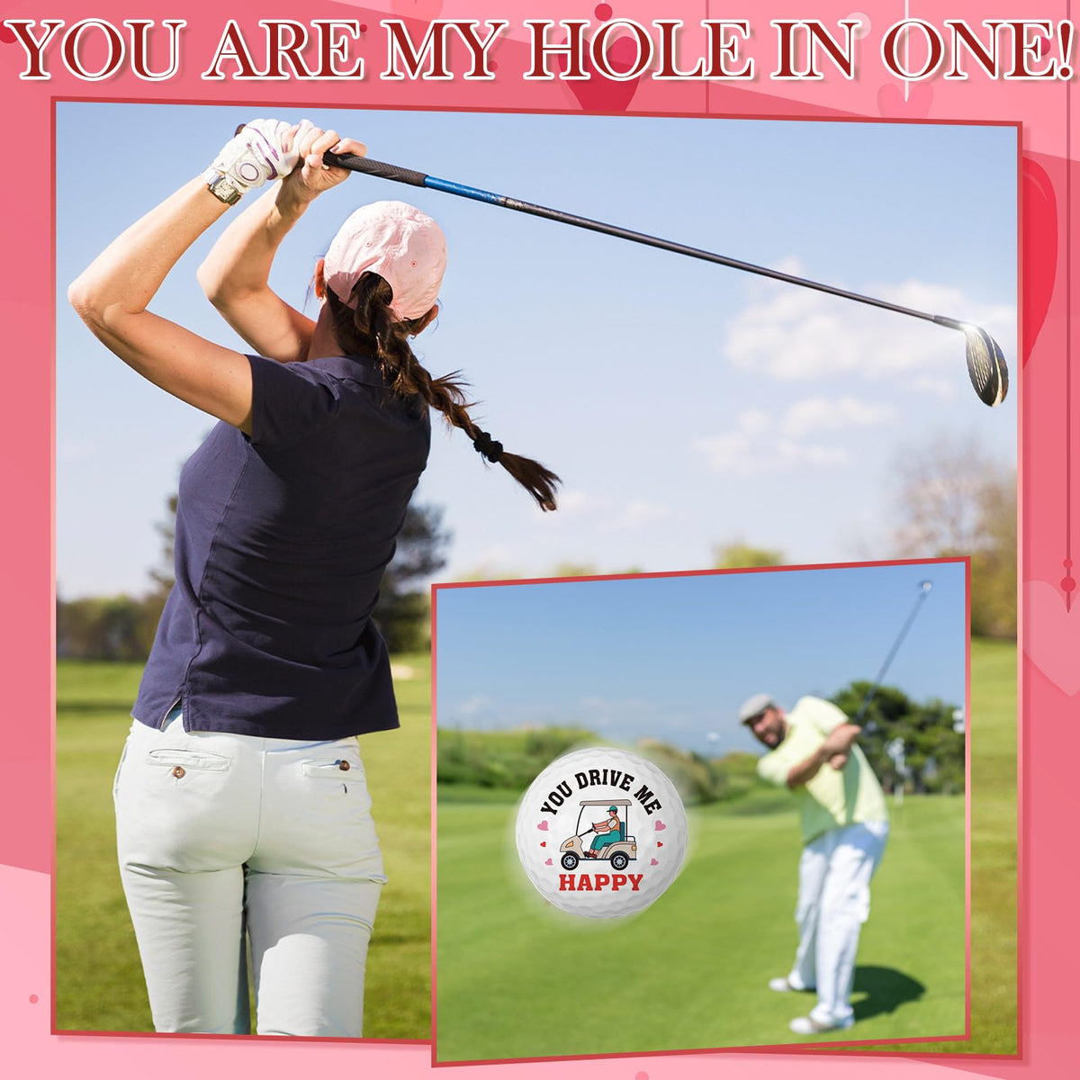 VioraWhite love-heart design ball stands out on the course and in gifts.