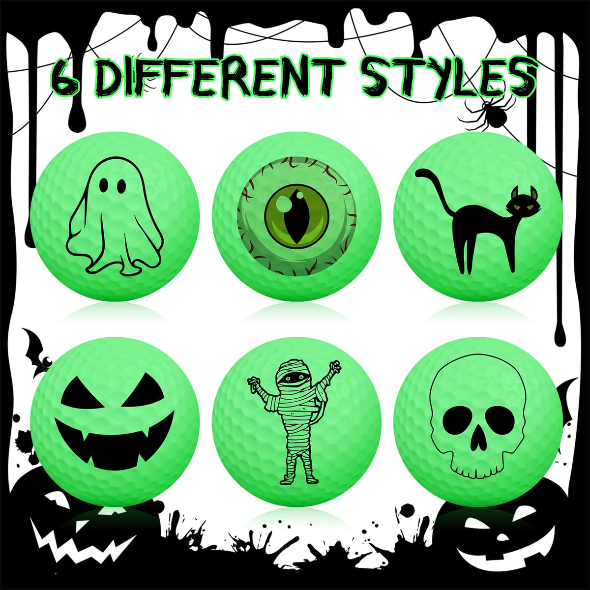 VioraWhite bat design glow golf ball enhances visibility in dim courses and parties.