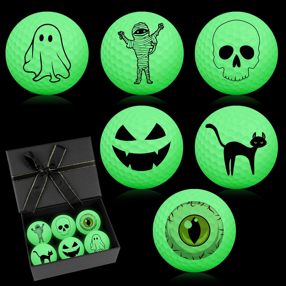 VioraWhite ghost design glow golf ball for nighttime play and decorative display.
