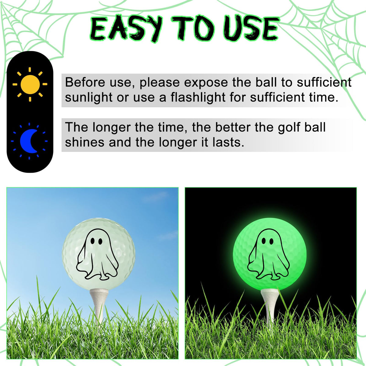 VioraWhite Happy Halloween text glow ball suits festive gifts and events.