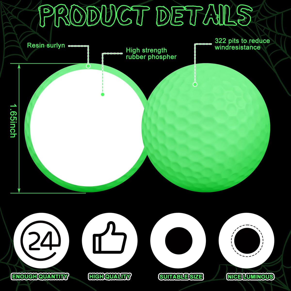VioraWhite pumpkin design glow golf ball ideal for night rounds and Halloween décor.