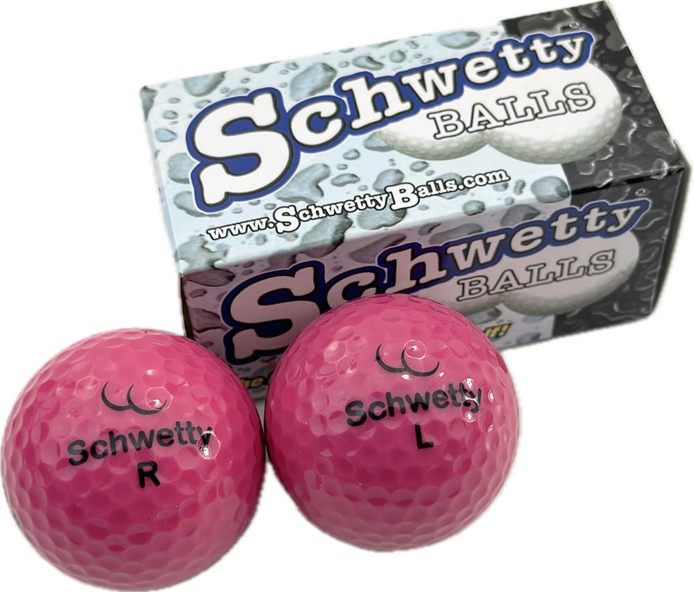 VIP Home Essentials Schwetty Balls pink novelty golf ball pair, a playful gift for golf lovers.