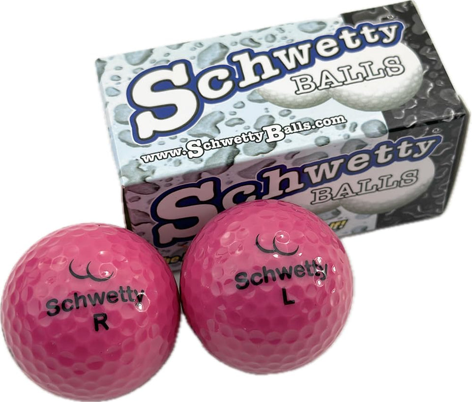 VIP Home Essentials Schwetty Balls pink novelty golf ball pair, a playful gift for golf lovers.