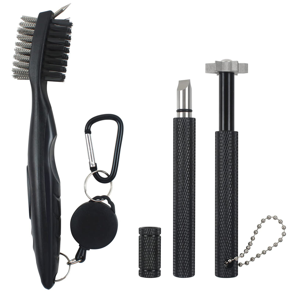 VIPMOON golf club cleaner brush with dual bristles for grooves and shoes.