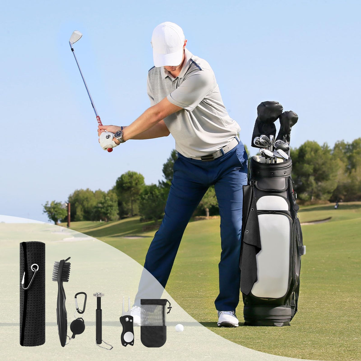 VIPMOON golf storage bag in black keeps the kit compact and organized.