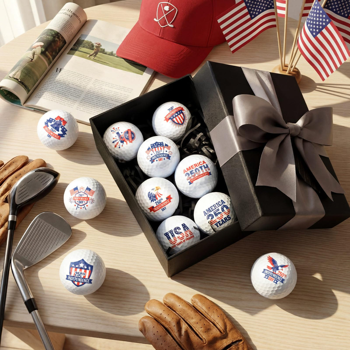 VioraWhite collectible patriotic golf ball, suitable for gifting to golfers and patriots.