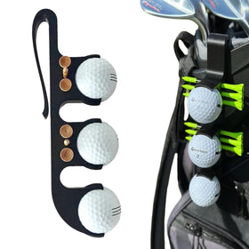 Virsomier 2-in-1 golf ball and tee holder clipped to bag for quick on-course access.