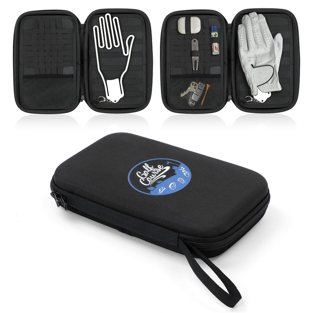 Viseman golf glove holder case front view with waterproof exterior protection.