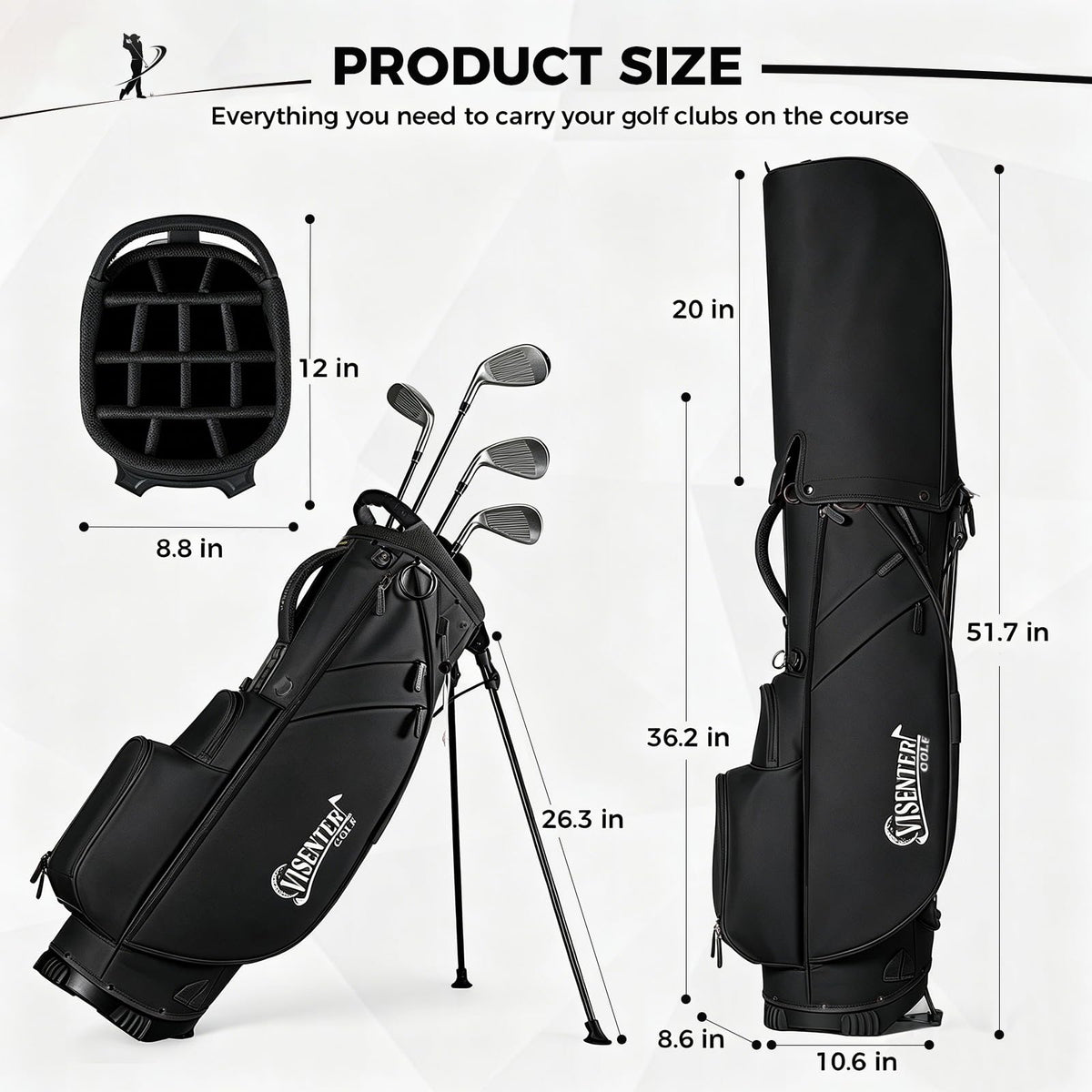 Visenter 14-Way stand design showing easy access and club separation