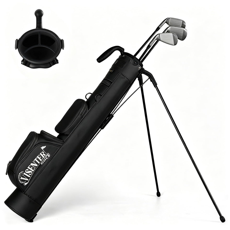 Visenter 3-Way Sunday Golf Bag with three club compartments for quick access on the course.