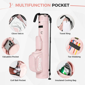 Visenter ball pocket holds up to eight balls for fast on-course access.