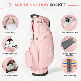 Visenter golf bag with rain cover protecting gear on wet days.