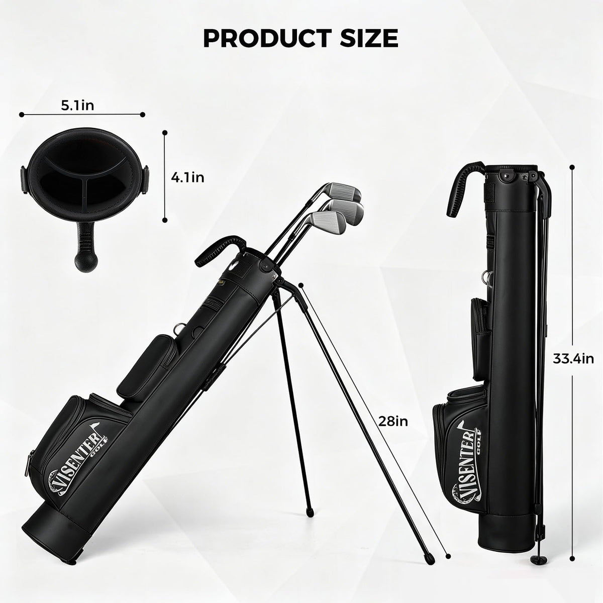 Visenter lightweight par-3 golf bag highlighting compact design for weekend rounds.