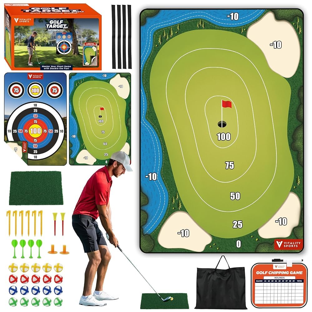 Vitality Sports golf chipping mat 72x48 inches, double-sided for versatile indoor/outdoor practice