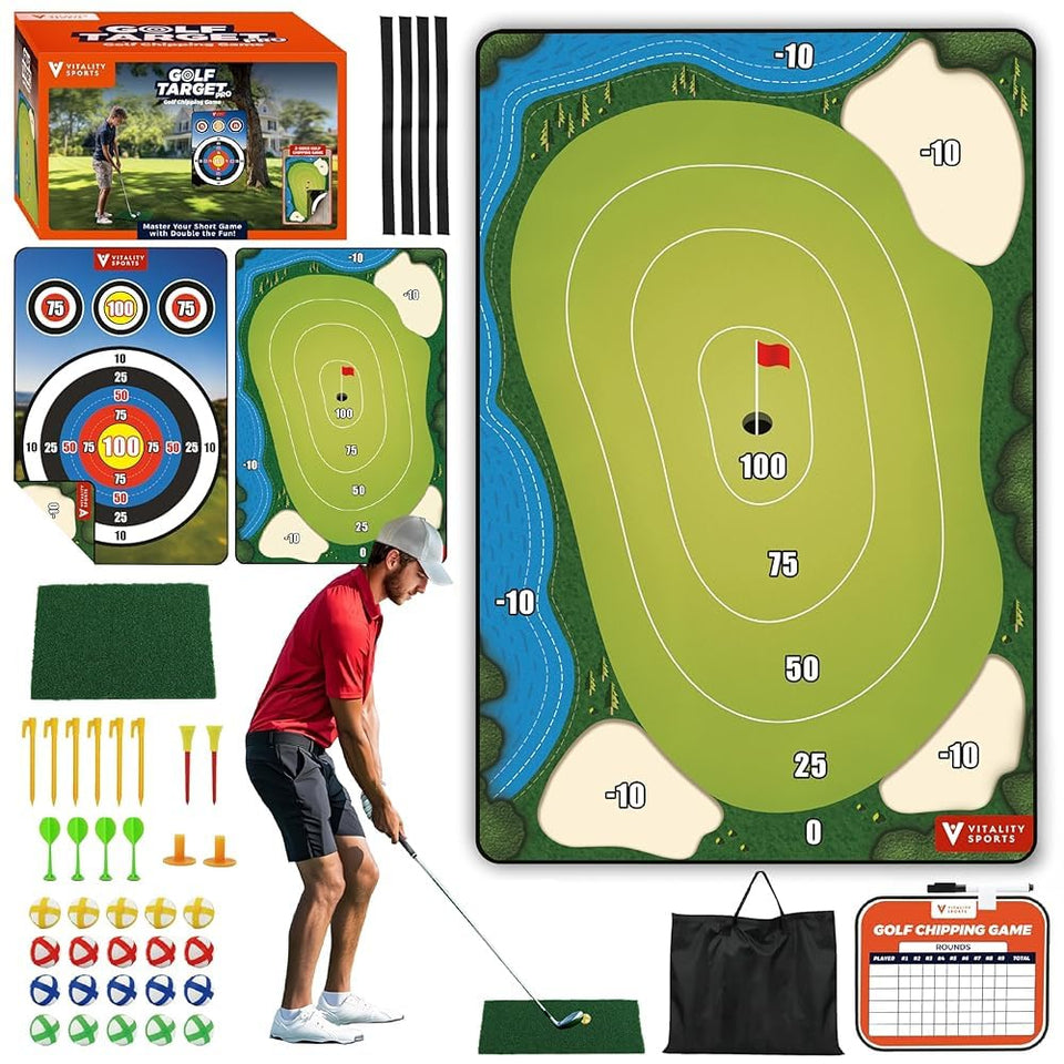 Vitality Sports golf chipping mat 72x48 inches, double-sided for versatile indoor/outdoor practice