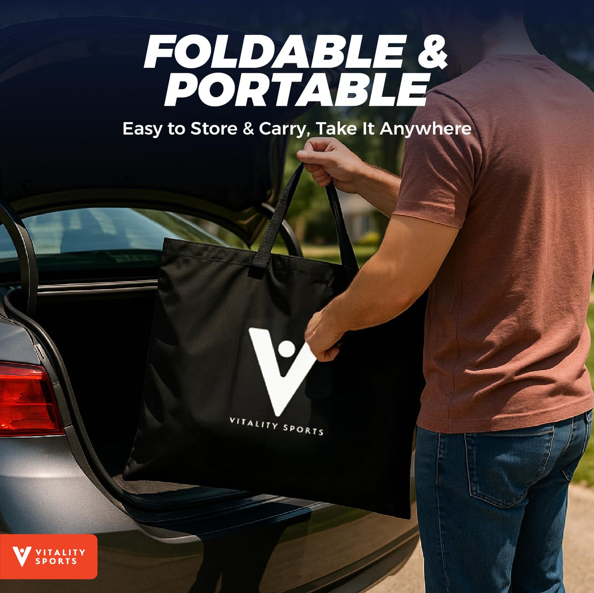 Vitality Sports ground stakes secure the mat for outdoor use